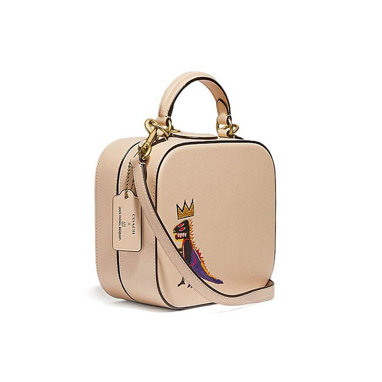 Coach X Basquiat Square Bag 18 Collaboration Solid Color Graffiti Print Leather Square Shoulder Bag Women Handbags Ivory 6897-B4IY