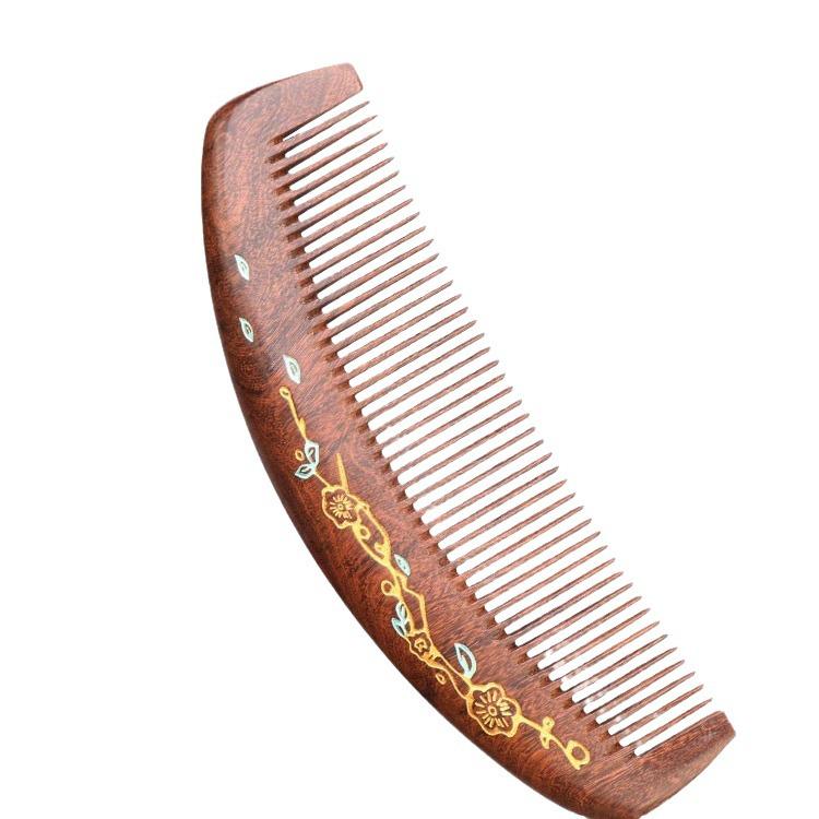 Gravierter Ebenholz-Kamm mit feinen Zinken in Geschenkbox - Perfekt für langes Haar & Frauengeschenk