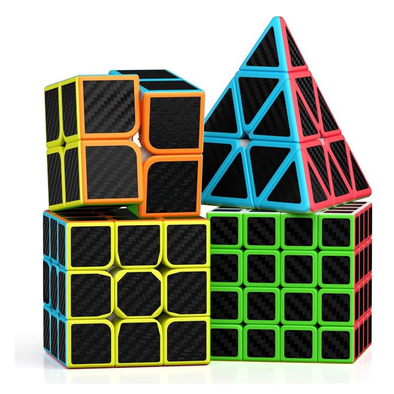 Smooth Carbon Fiber Speed Cube 2X2 3X3 4X4 Problem Solving Brain Teaser Educational Toys For Kids Children Adults Best Gifts