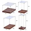 Transparent Acrylic Acrylic Display Case Stackable Design Wooden Bottom Model Display Case No-glue Assembly Display Box