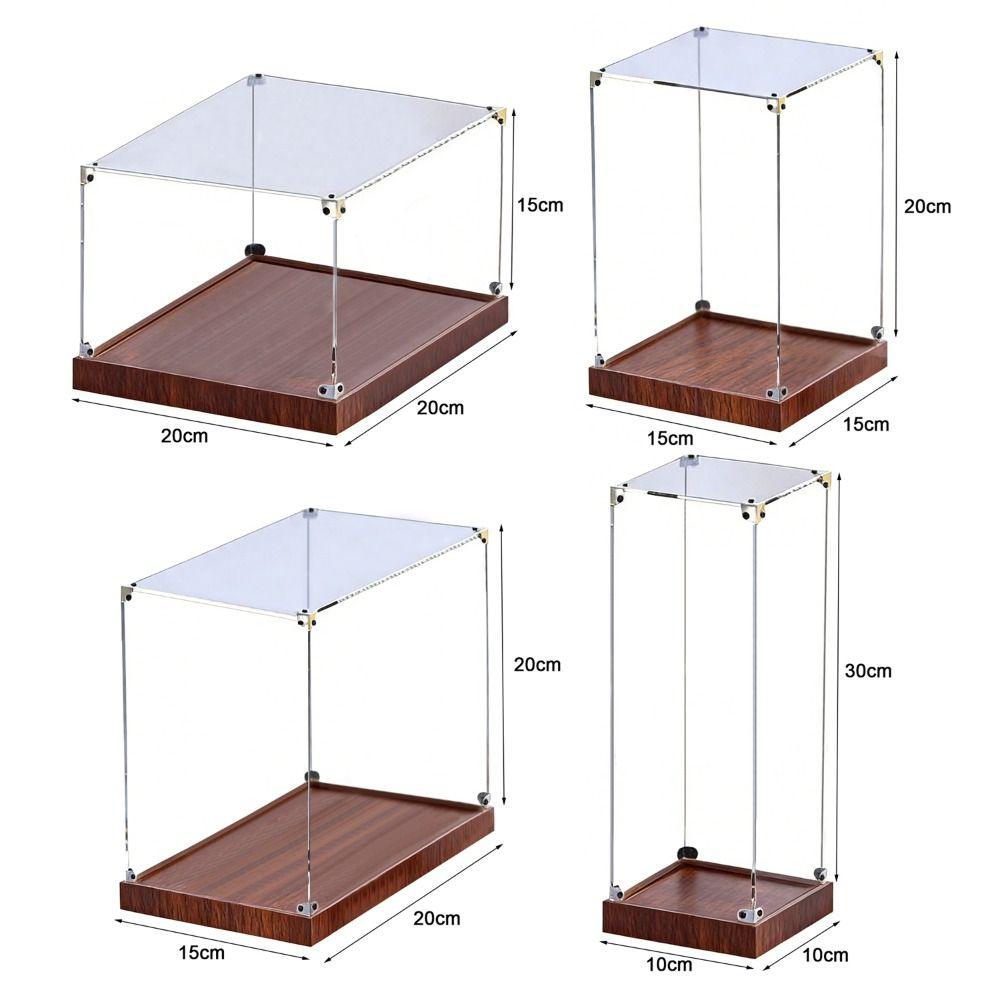 Transparent Acrylic Acrylic Display Case Stackable Design Wooden Bottom Model Display Case No-glue Assembly Display Box
