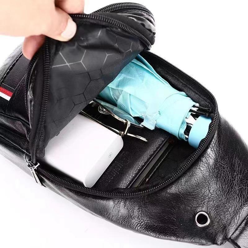 1 Stück Neue Brusttasche Herren Lässige Mode Weiches Leder Schulter Messenger Bag Student Reise Trendige Marke Brust Schräg Rucksack