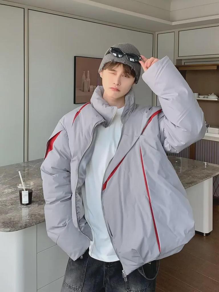 Unisex Trendy Pleated Stand Collar Cotton Jacket - Stylish and Warm Winter Coat