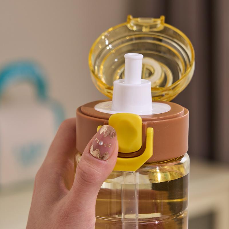 Water bottle student portable water cup high value children's outdoor sports plastic cup bounce cover straw cup men and women easy cup