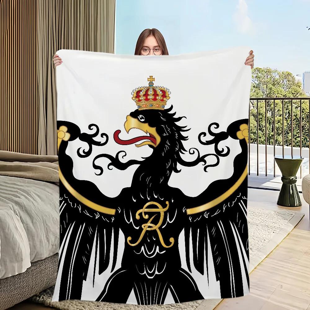 Art Flag Flannel Warm Comfort Soft Plush Throw Blanket for Sofa Living Room Prussia Office Bedroom Travel Gift SingleSided Print