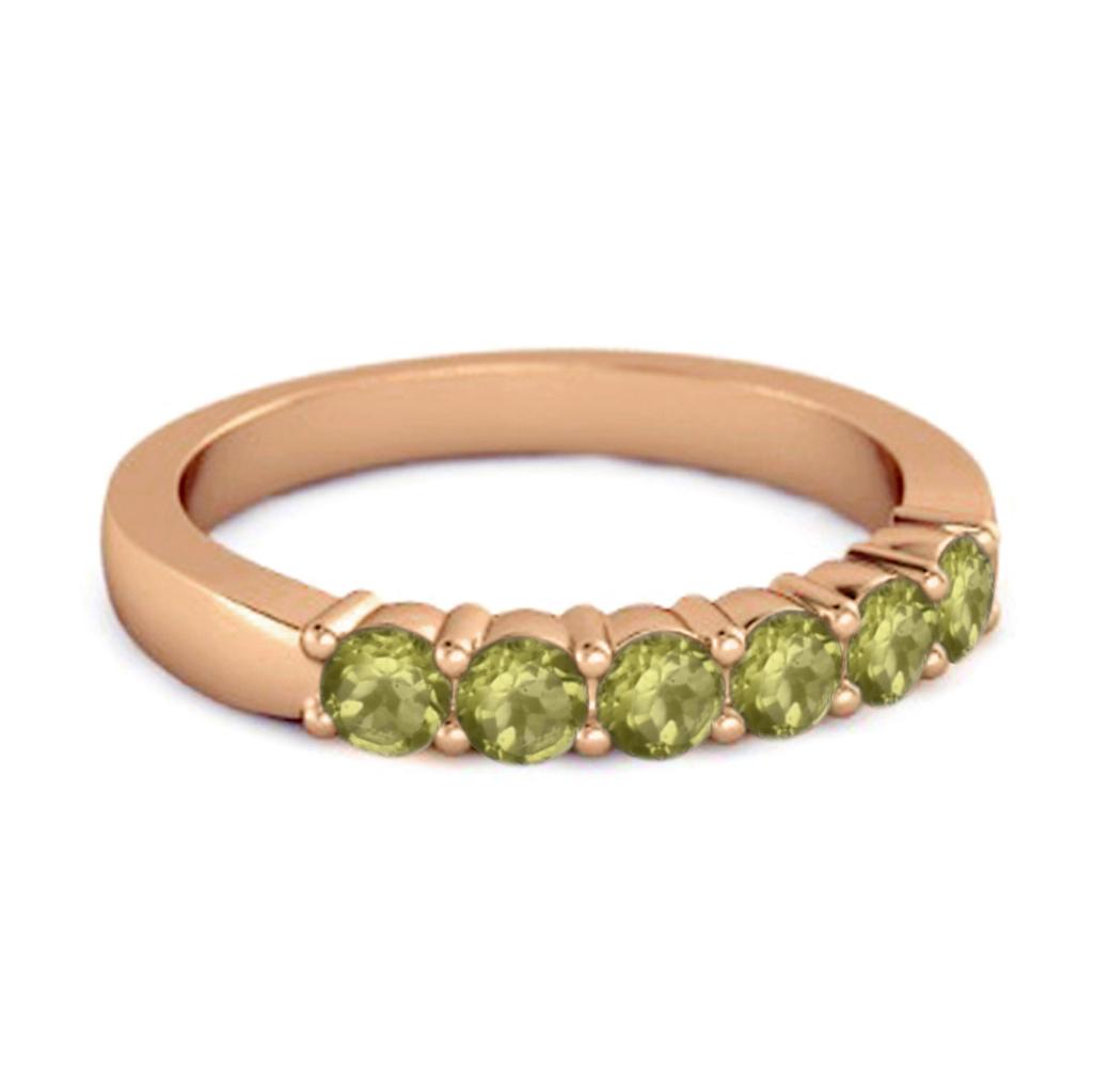 Peridot Half Eternity Band Ring - Sterling Silver Rose Gold Vermeil