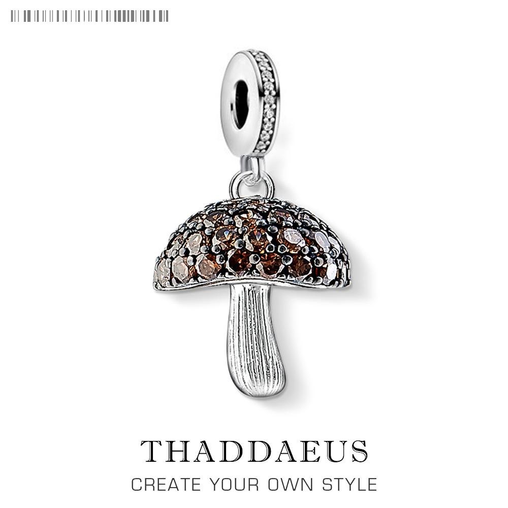 

Trendy Mushroom Pendants Charm For Jewelry Making Bronze Color CZ Pave 925 Silver Gift For Women
