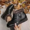 Fashion Retro Glitter Decoration Furry Ankle Boots Women 2025 Winter Comfort Round Toe Wedge Heel Fur Boots Warm Plush Non Slip Booties