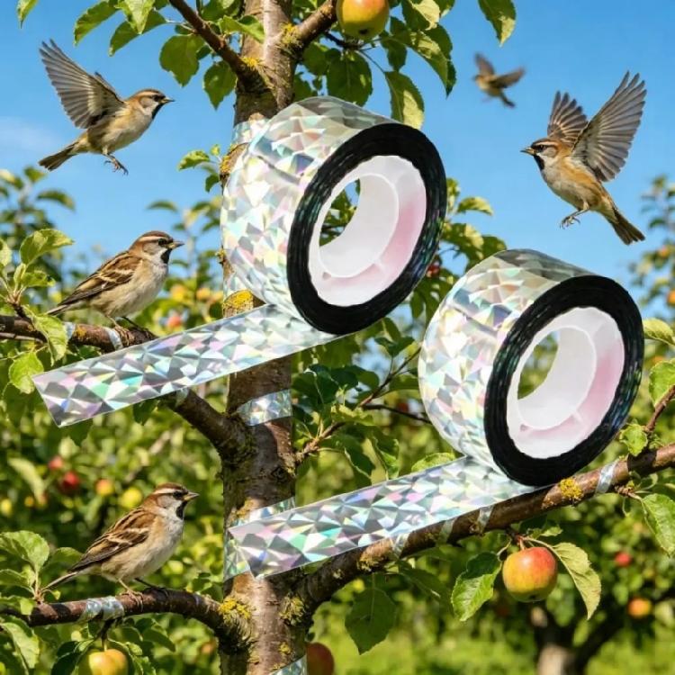 2Pack Durability Plastic Reflective Deterrents Tape Anti Bird Deterrents Sticker Bird Scare Flashing Tape Garden Farm