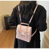 Solid Color College Style Commuter Backpack Women's New Trend Bow Portable Shoulder Messenger Bag