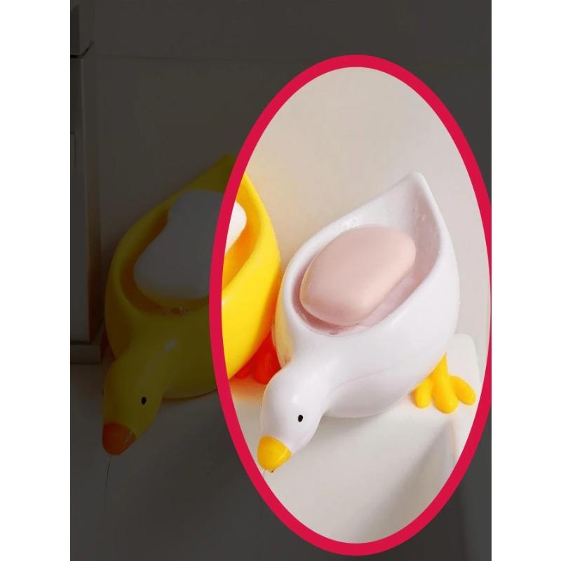 Seifenschale in gelber Entenform mit Ablauf Niedlicher Cartoon Seifenhalter Kunststoff Seifenbehälter Ablage Badezimmerzubehör