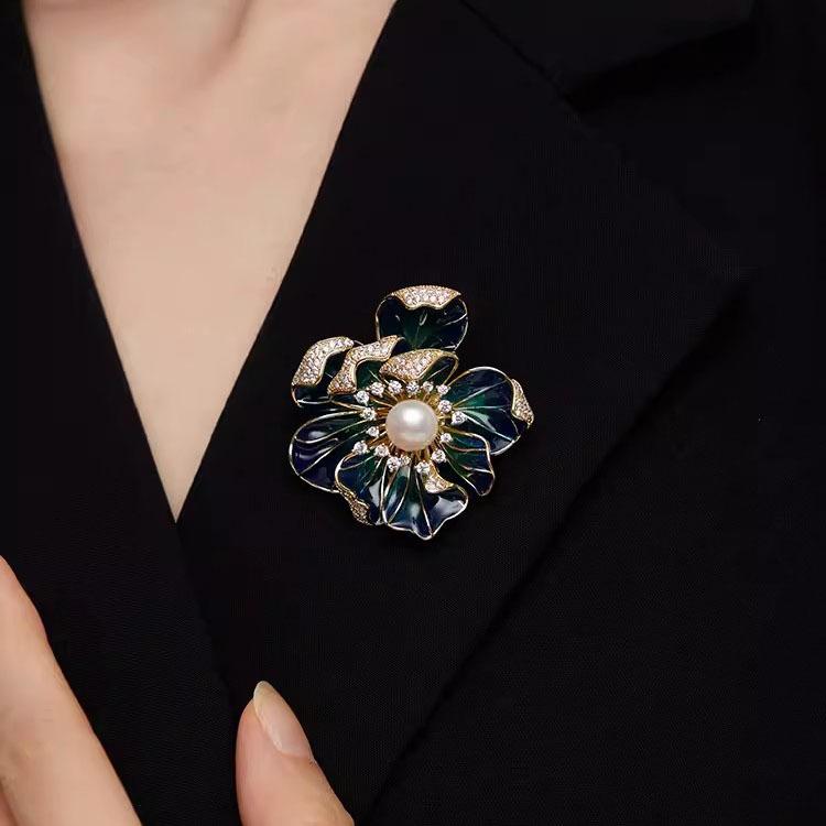 National Color And Natural Fragrance Peony Brooch High-End Women'S Luxury Elegant Corsage Niche Design Pin Exquisite Cheongsam Accessories