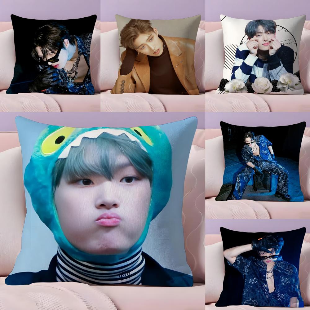 MMingi AAteez Idol Cushion Cover Plush Fabric Soft DoubleSided Printed Sofa Warm Winter Home Gift Pillow Cover