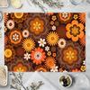 4pcs Vintage Floral Linen Placemats - 12x18 Inch, Vibrant Orange, Yellow & Brown Flower Design, Perfect for Dining & Coffee Tables, Home Decor,