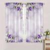 2 Pcs Elegant Purple & White Ombre Floral Curtains – Modern Rod Pocket Design for Living Room & Kitchen Decor