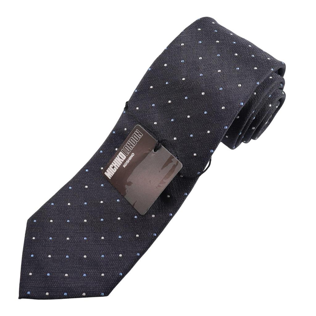[Michiko London] KOSHINO Necktie in Gift Box, Italian Fabric, Made in Japan, Polka Dot, Silk & Cotton, Unisex Gift for Men & Women MKIC-006