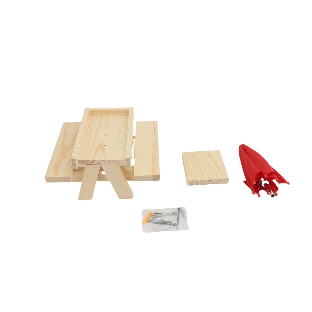 Feeder Table with Umbrella Wooden Feeder Picnic Table with Corn Cob Holder for Yard and Porch Decoration