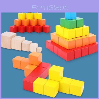 Bunte Holz-Würfel Bausteine Lernspielzeug Für Kinder Geometrie Lernen