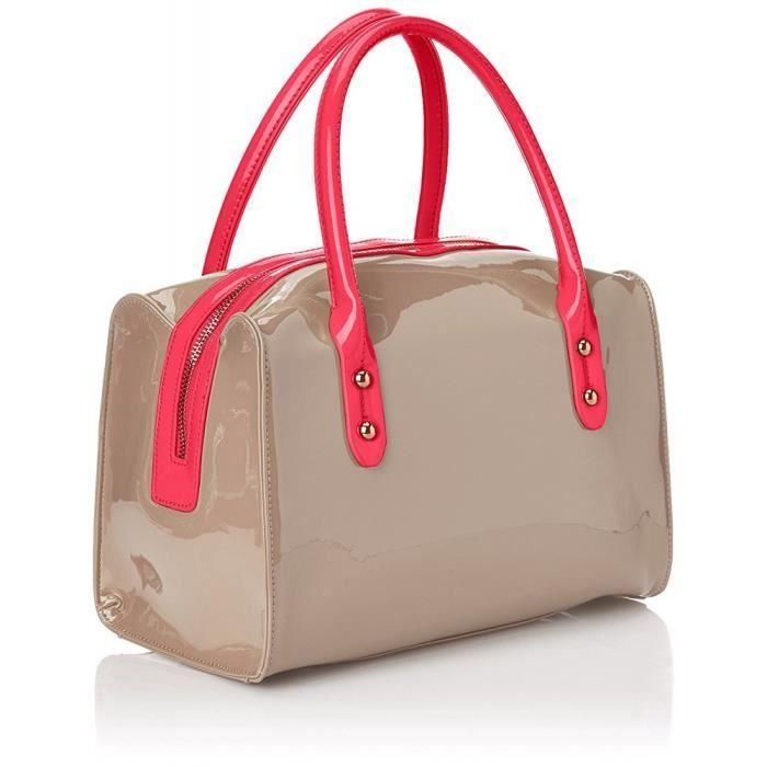 Sac bowling - CHRISTIAN LACROIX - Jonc 3 - Taupe-Rose - Synthétique - Porté Main