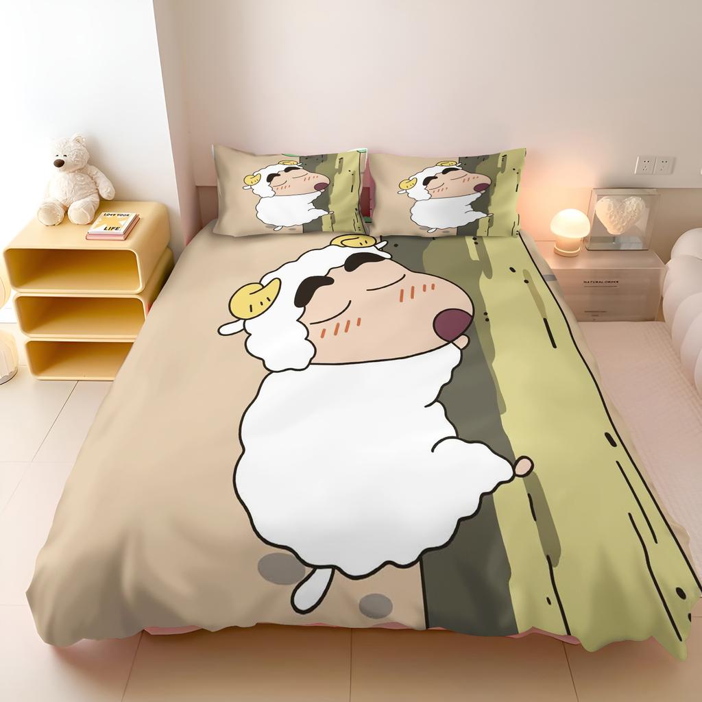 Cartoon Crayon Shin-Chan Bedroom Set 3-Piece Duvet Cover Children'S Printed Home Co-Branded Mattress Bedding Set