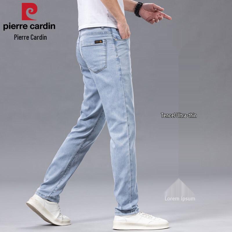 Pierre Cardin Men s Lightweight Lyocell Blend Slim Straight Jeans 40