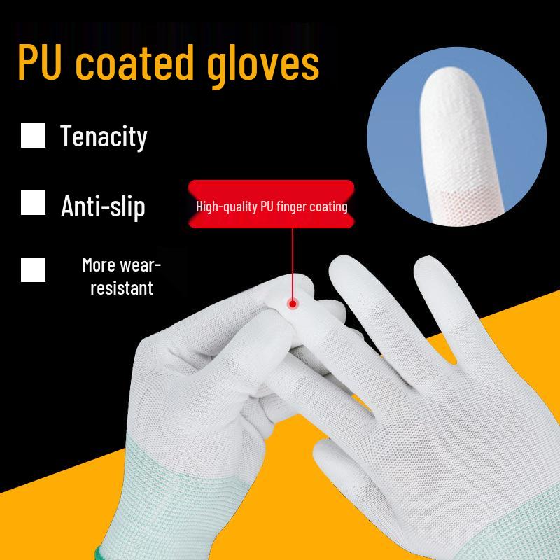 PU Coated Anti-Static Finger Work Gloves - Anti-Slip Protective Palm Gloves