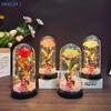 1 Pièce Lumière LED Fleur en Feuille dans un Couvercle en Acrylique Rose Fleur Artificielle Décoration Couvercle en Acrylique Mariage Saint-Valentin Cadeau pour Maman