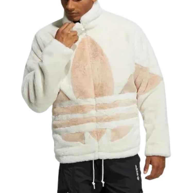 adidas originals Large Logo Stand Collar Sports Jacket Pink White Men's HC0324