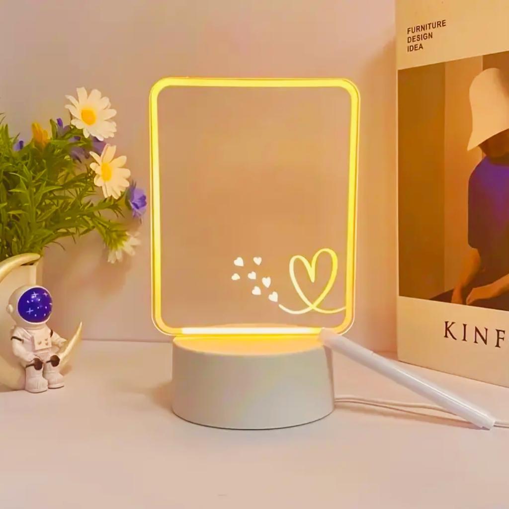Modern creative LED desk lamp with erasable writing board and pen - used for home, room, wedding, Christmas, holiday decoration