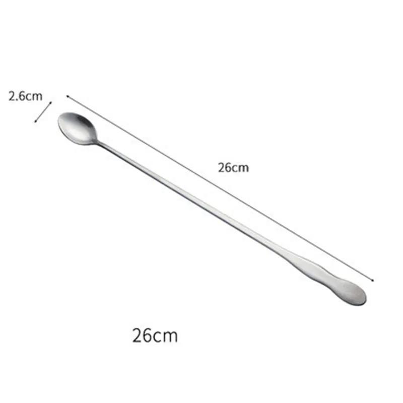 304 Stainless Steel Long Handle Mixing Spoon Small Seasoning Soup Coffee Seasoning Creative Ice Dessert Honey Spoon Hout