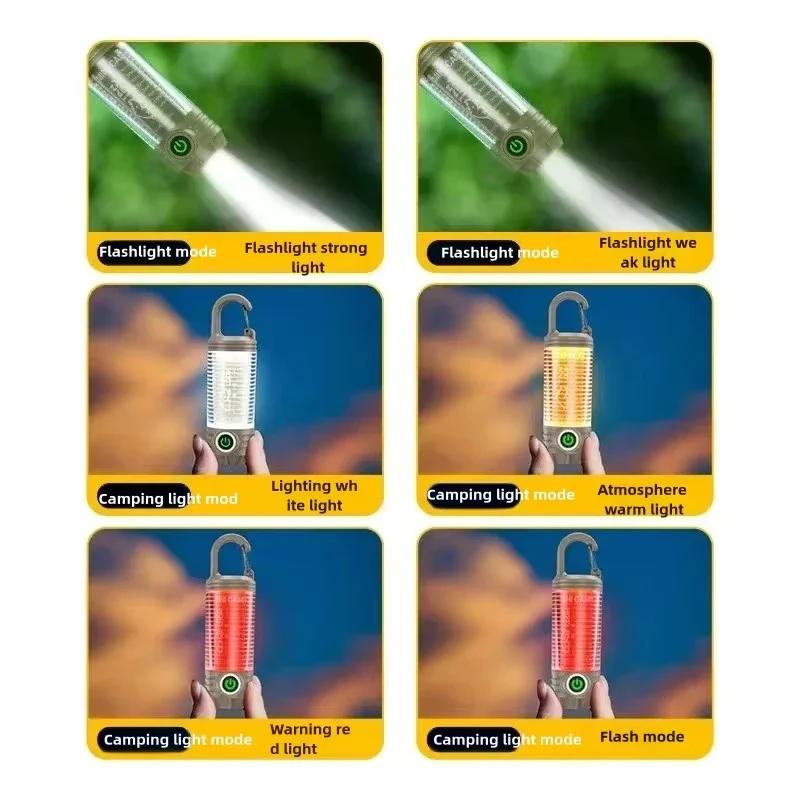 LED Outdoor Camping Lights Multi Functional Portable Outdoor Rechargeable Flashlights Night Lights Waterproof Travel Tent Light