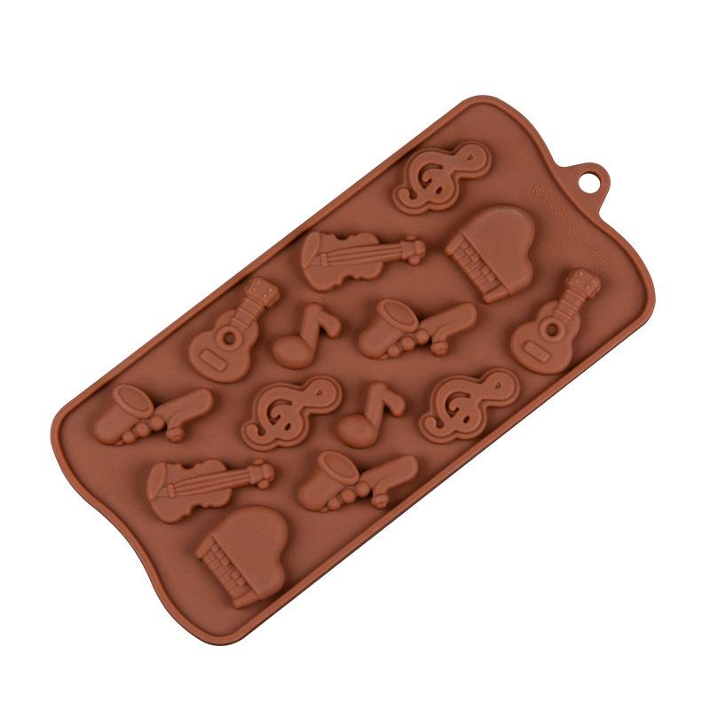 Mehrere Musikinstrumente Musiknote Silikon Schokoladenform Fondant Gumpaste Süßigkeiten Tonformen Kuchen Dekoration Werkzeuge