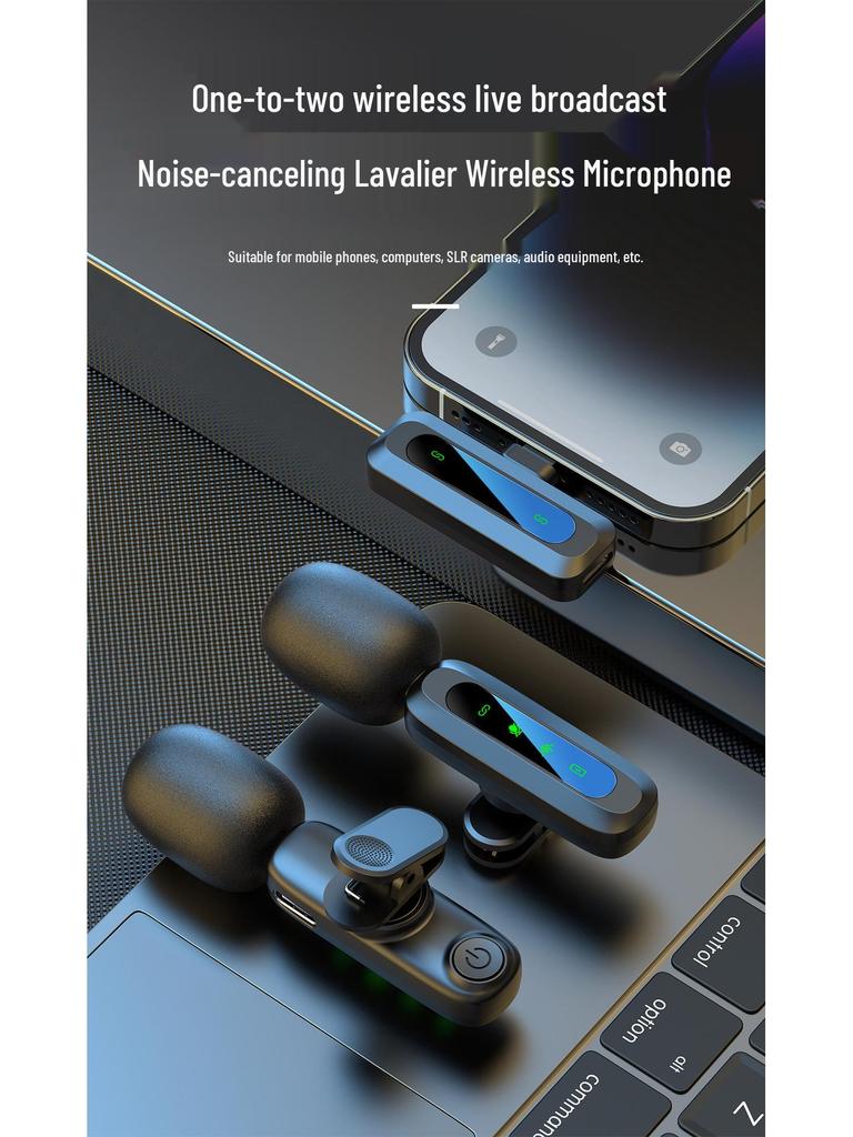 J3 Wireless Lavalier Microphone: Outdoor, Mobile, Live Recording, Noise-Reducing, Compact for Interviews.