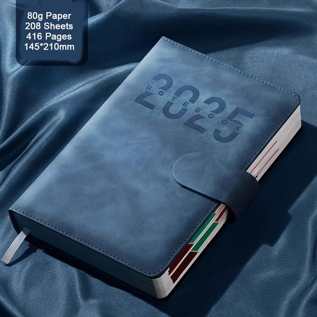 A5 Leder 2025 Geschäftsplan, Studenten Tagesplaner, 365-Tage-Notizbuch, Schnallennotizblock, Memo, 208 Blätter, 416 Seiten