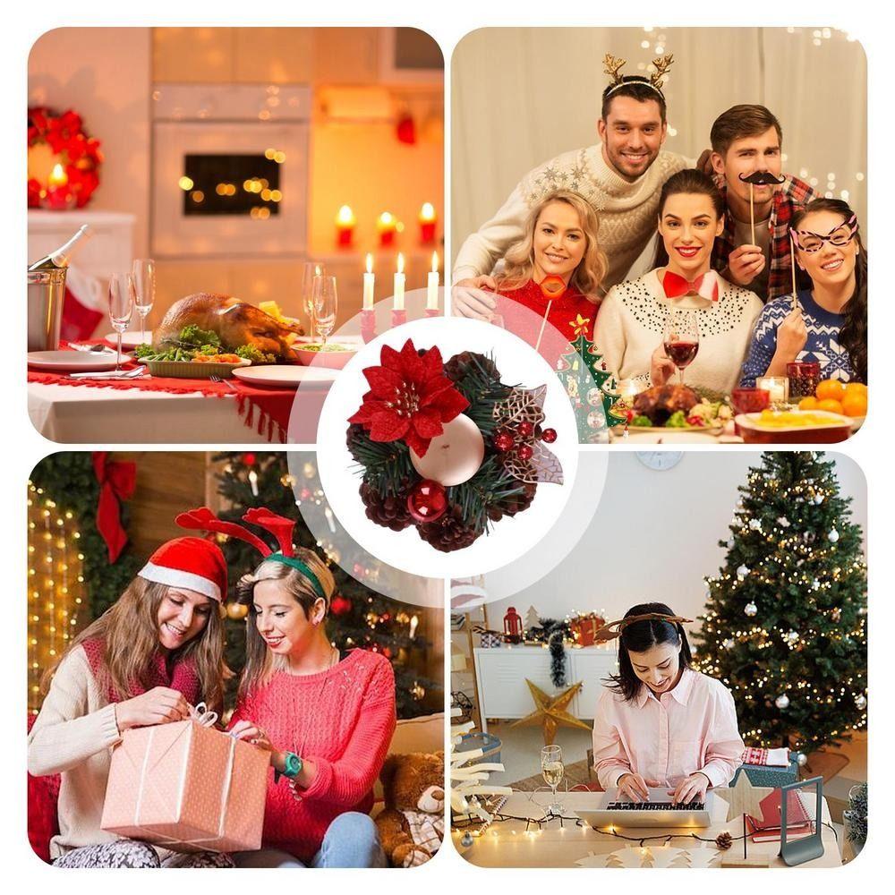 Stable Christmas Wreath Candle Holder Safety Flower Aromatherapy Candlestick  Living Room