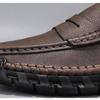 Men's Casual Shoes Leather Loafers Handmade Sewing Flat Bottomed Walking Outdoor Shoes Soft Soled Driving Shoes