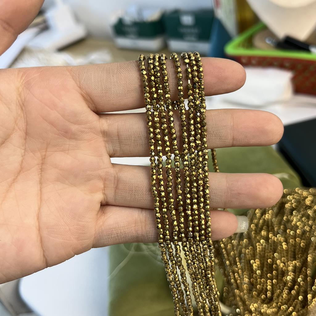 5 String, Affordable Iridescent Plated Glass Seed Beads 2mm/3mm, 38cm Strand, Bulk Loose Spacer Beads for DIY Bracelet Necklace Ankle Jewelry Making