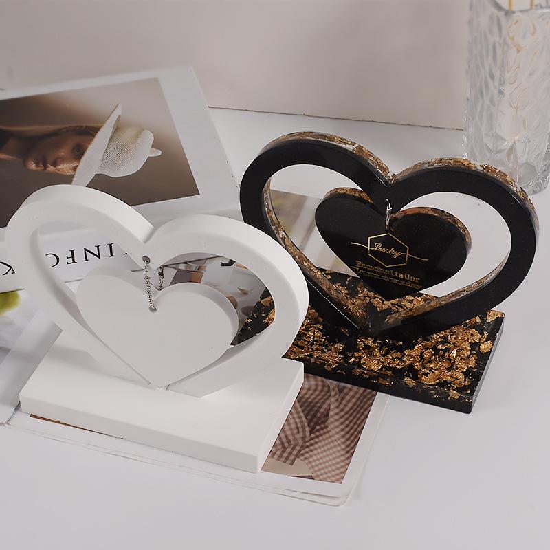 1set Crystal Epoxy Love Shape Photo Frame Setting Table Love Photo Frame Mold Pendant Listing Silicone Mold