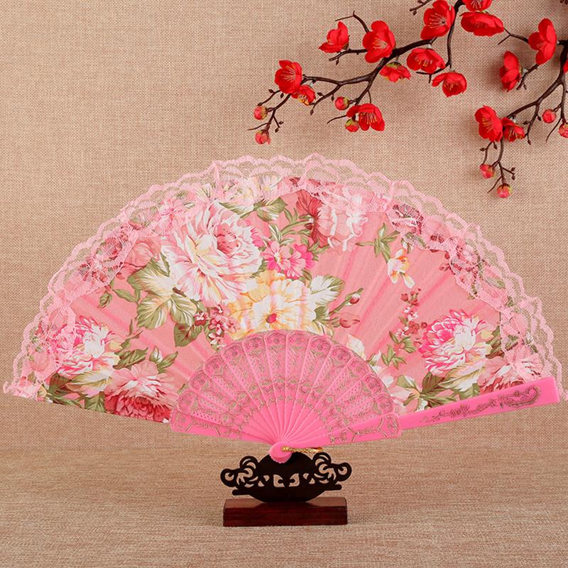 1Pc Photographic Props Classical Performance Props Aesthetic Beauty Folding Fan Fashion Peony Lace Fan