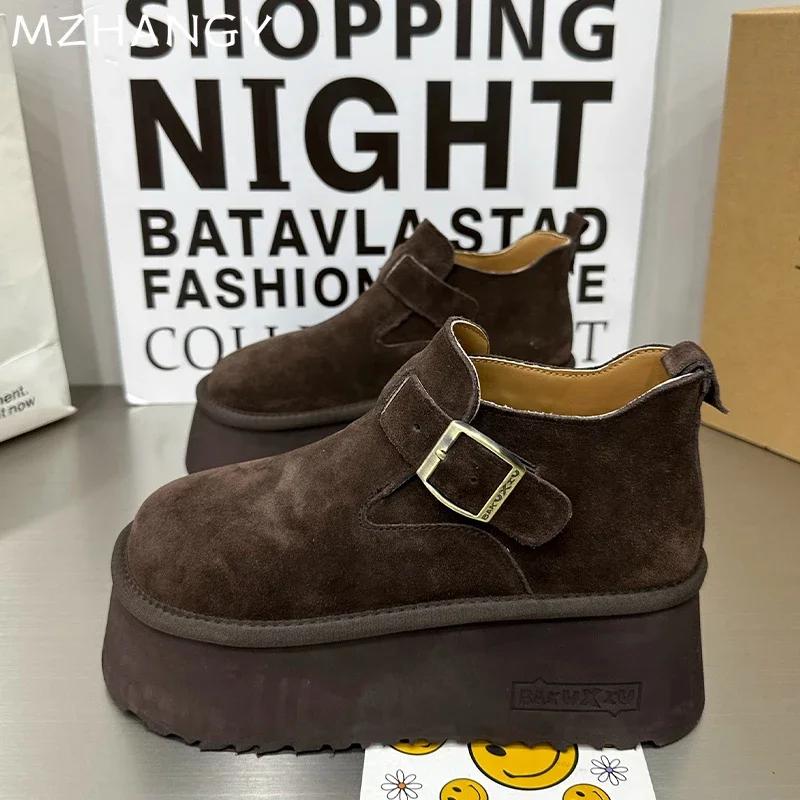 Módní platformové dámské tenisky, ploché semišové ležérní boty pro ženy, trend 2025, módní zimní vycházkové retro společenské boty, nové Zapatillas Mujer