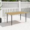 Garden Dining Table, 150 X 90 Cm Rectangle Outdoor Table with 5 Cm Parasol Hole, Slatted Tabletop and Steel Frame for Patio Balcony