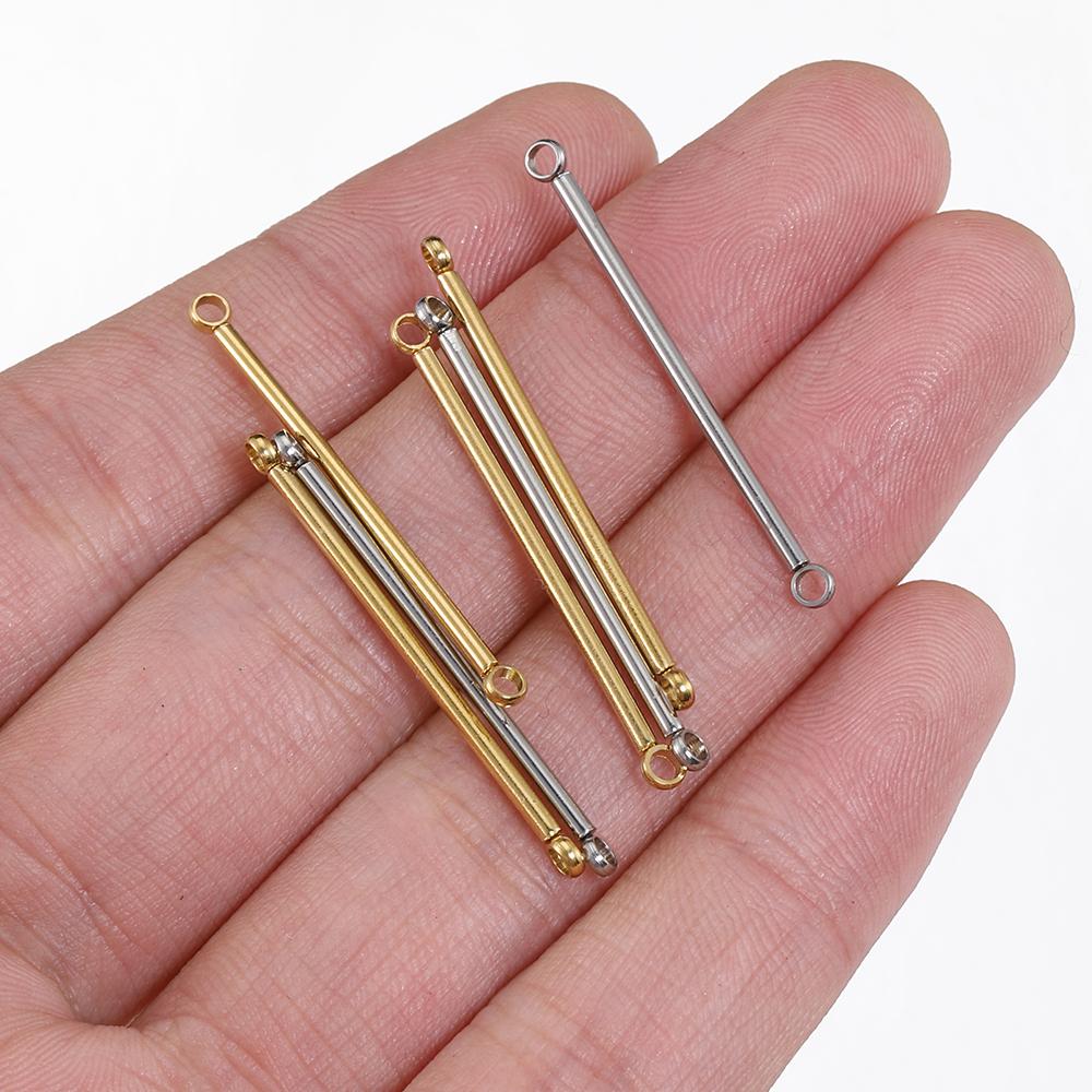10pcs Stainless Steel Bar Stick Connectors Gold Color Plated Connector for DIY Drop Earrings Jewelry Making Necklaces Components