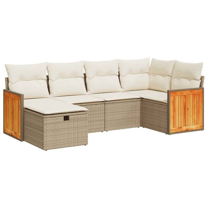 Maison Exclusive - Salon de jardin avec coussins 6 pcs beige résine tressée