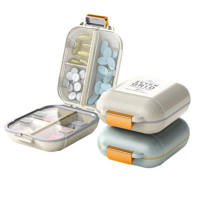 Tragbare kleine Medikamentenbox Feuchtigkeitsgeschützt Versiegelt Klappdeckel-Design Wasserdichtes Design Vitamin- und Medikamentenaufbewahrungsbox