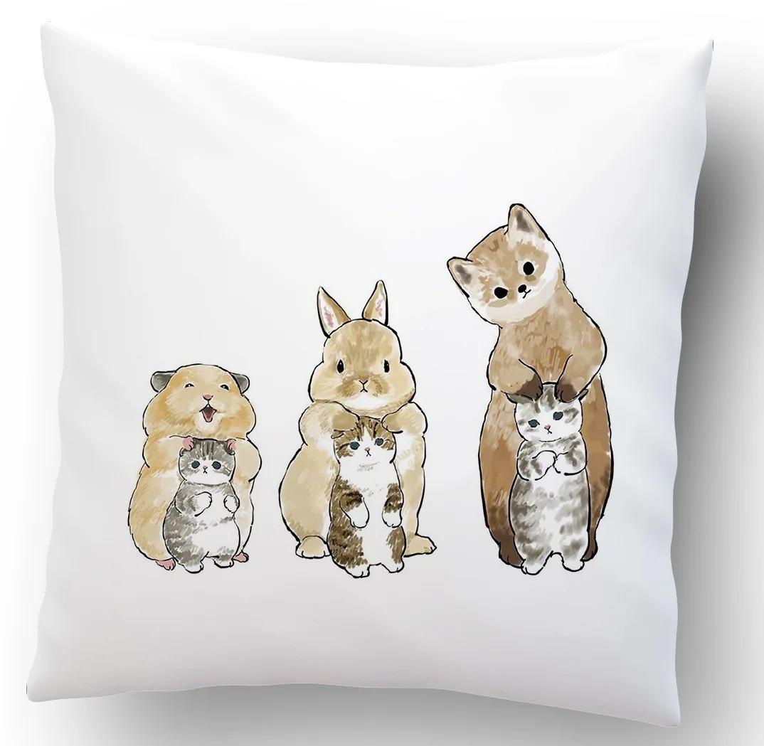 

Наволочка с декоративным рисунком в виде мультяшного кота для офиса, гостиной, дома, наволочка для автомобиля, украшения 40x40cm