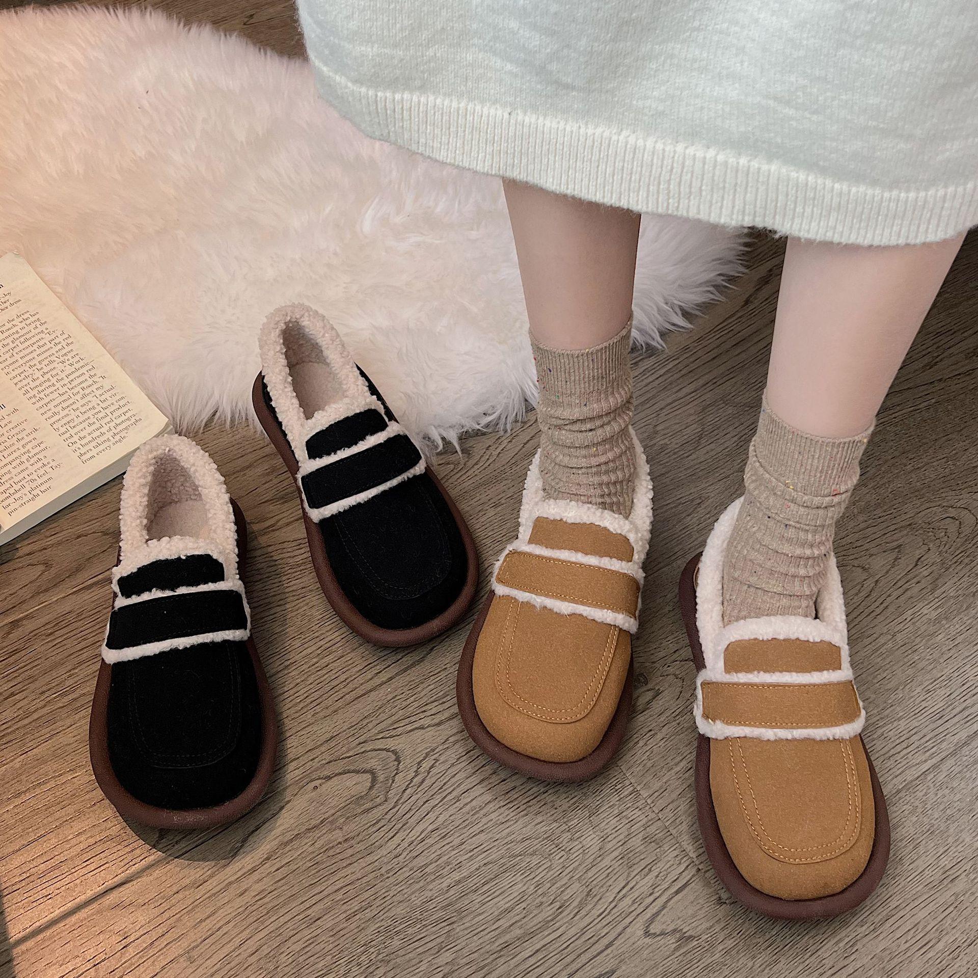 

Женские теплые зимние ботинки на плоской подошве, повседневные мягкие короткие плюшевые спортивные лоферы, зимние замшевые толстые дизайнерские женские ботинки в стиле готического стиля