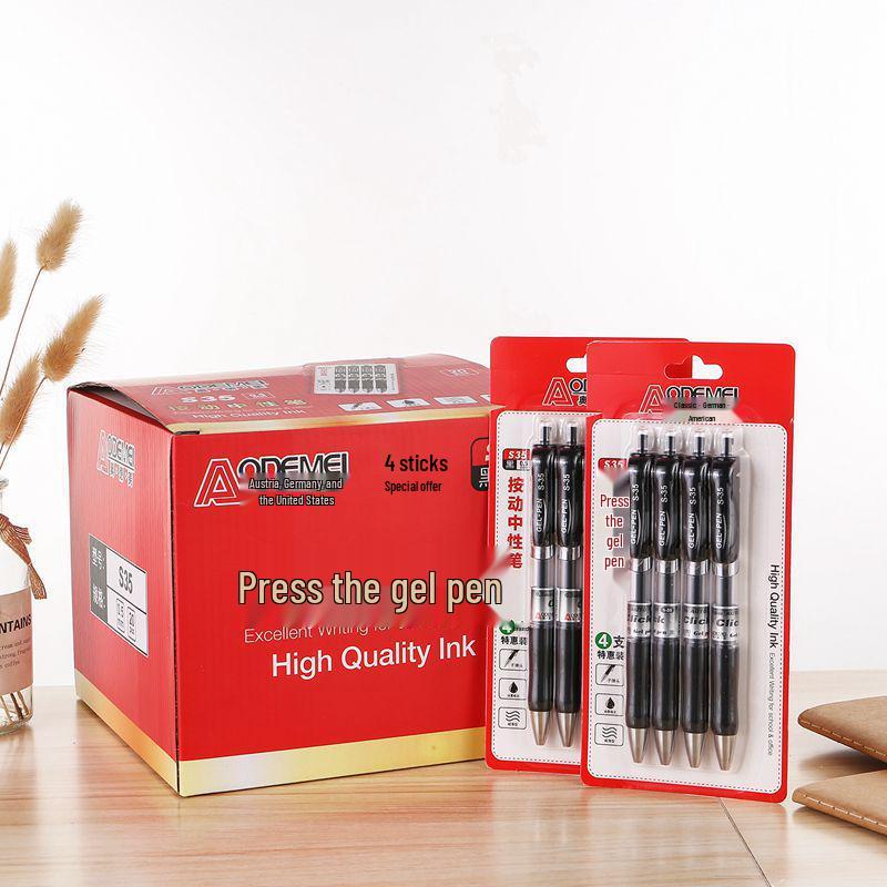 S36 Click Gel Pen 4-Pack 0.5mm Bullet Tip - Black & Red for Students, Office, Business, Exams, Signing