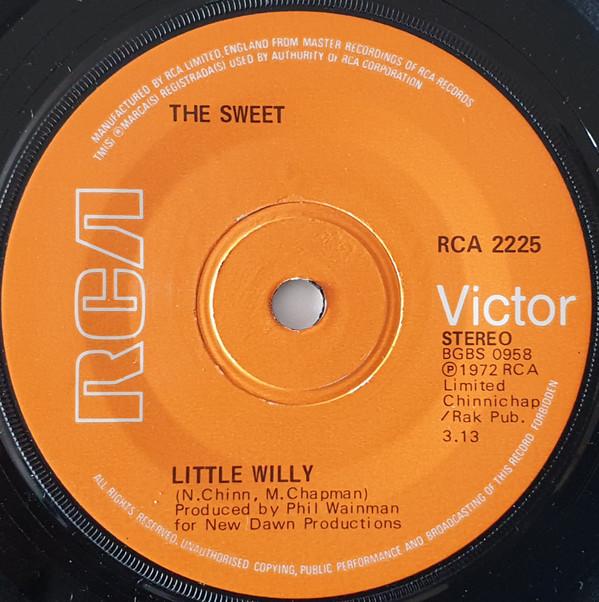 

7inch Record SWEET - Little Willy RCA2225 RCA Victor 1972 UK Rock Used