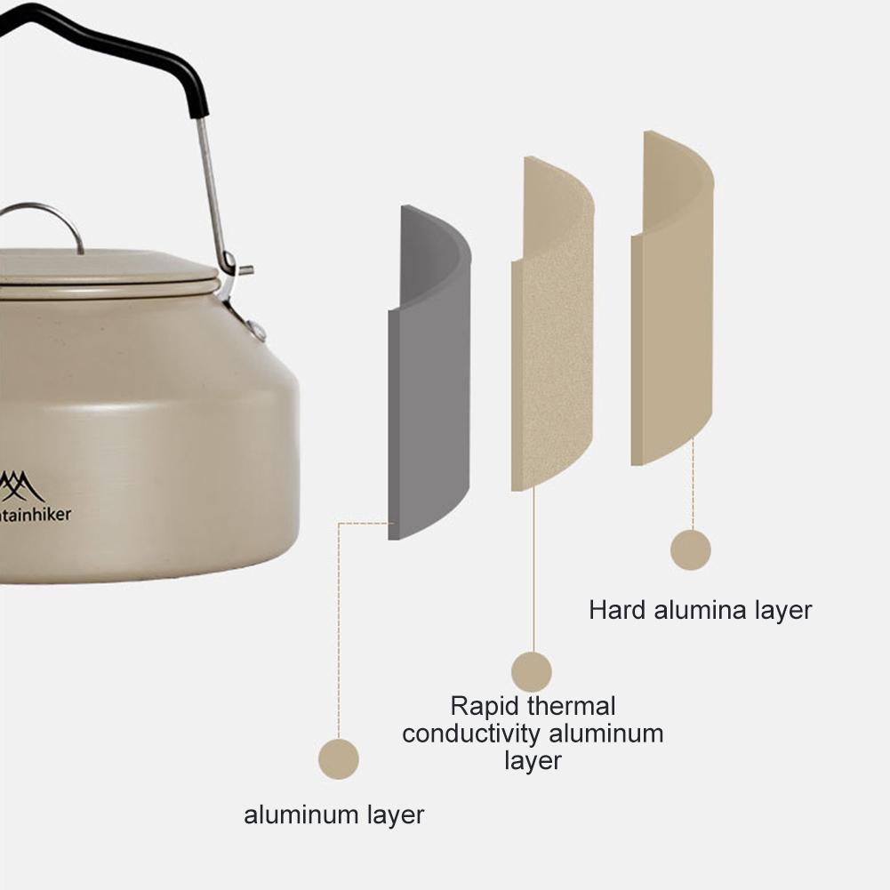 1.4L Camping Stovetop Teapot with Handle Ultralight Coffee Water Kettle Metal for Outdoor Travel Camping Cooking