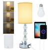 Luxury   Bedside Table Lamp Bedroom Nightstand Lamp with 3000K Warm Light Bulb Fabric Lampshade Desk Lamp with USB C+A Charging PortCelsiusAC Ou